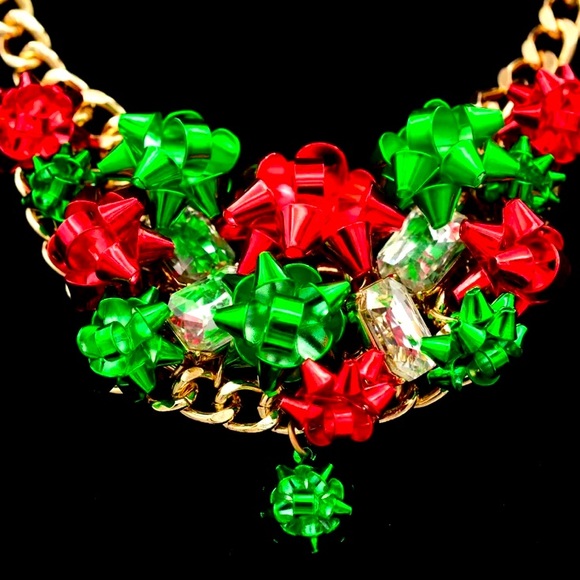 New Betsey Johnson Festive Bow Bib Necklace - Picture 5 of 14